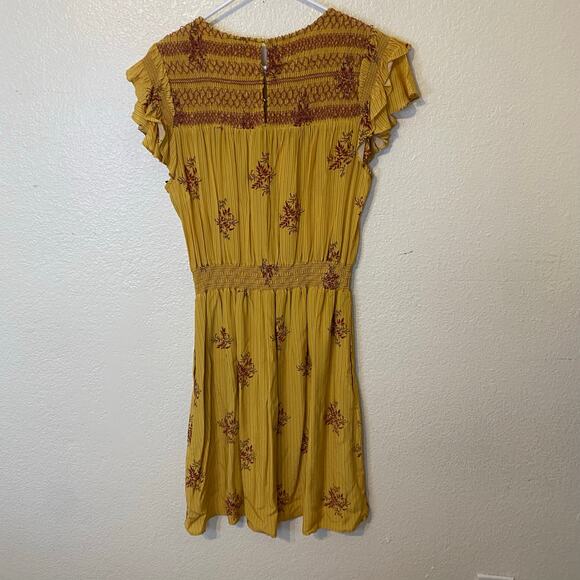 Anthropologie Dolan Yellow Crepe Flutter Sleeve Charamante Mini Dress Size M NWT - Picture 6 of 10